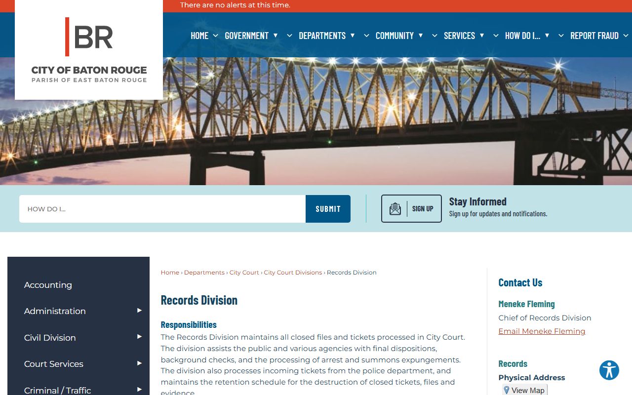 Baton Rouge City Court Records Division for Baton Rouge court records