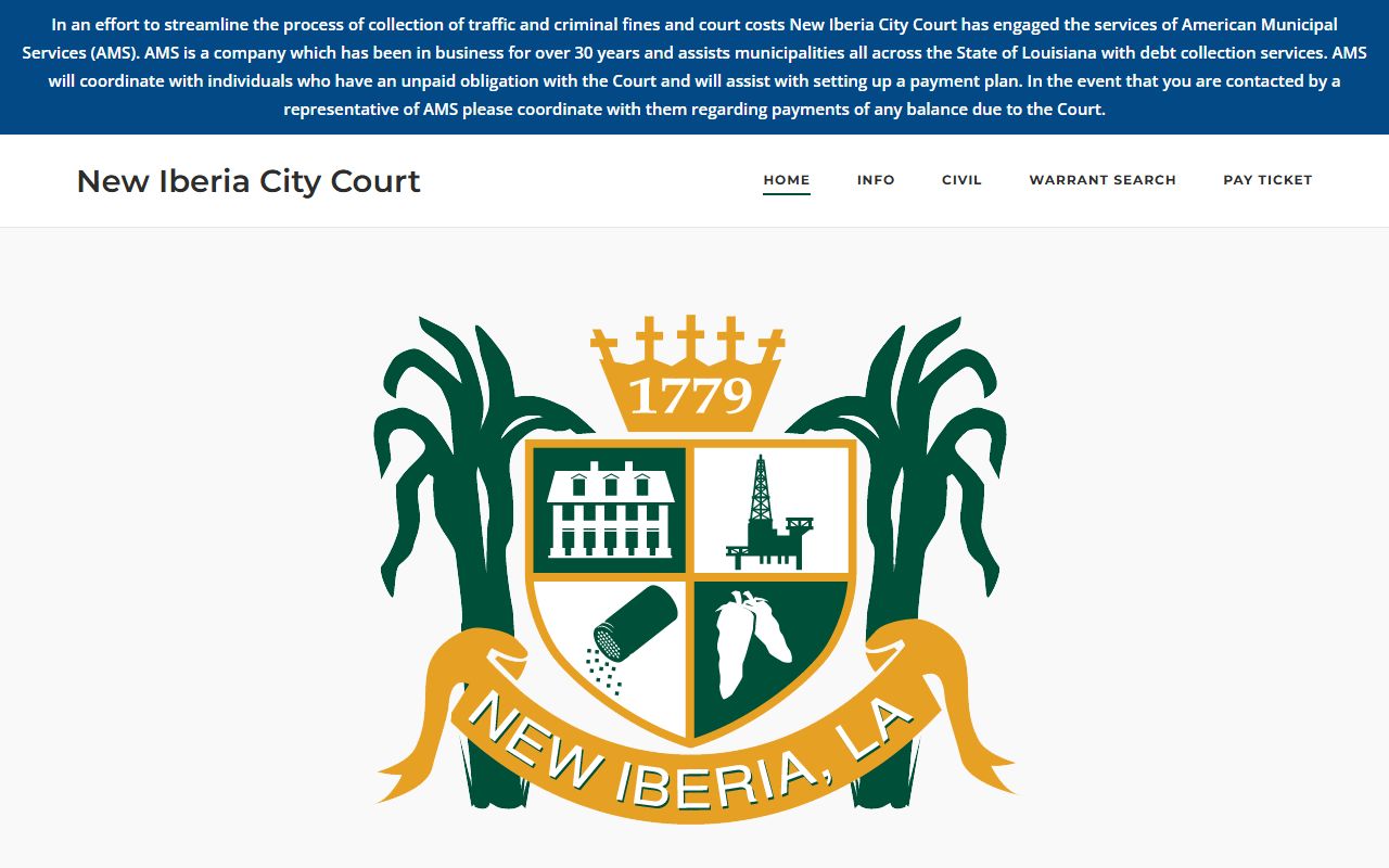 New Iberia city court records homepage screenshot