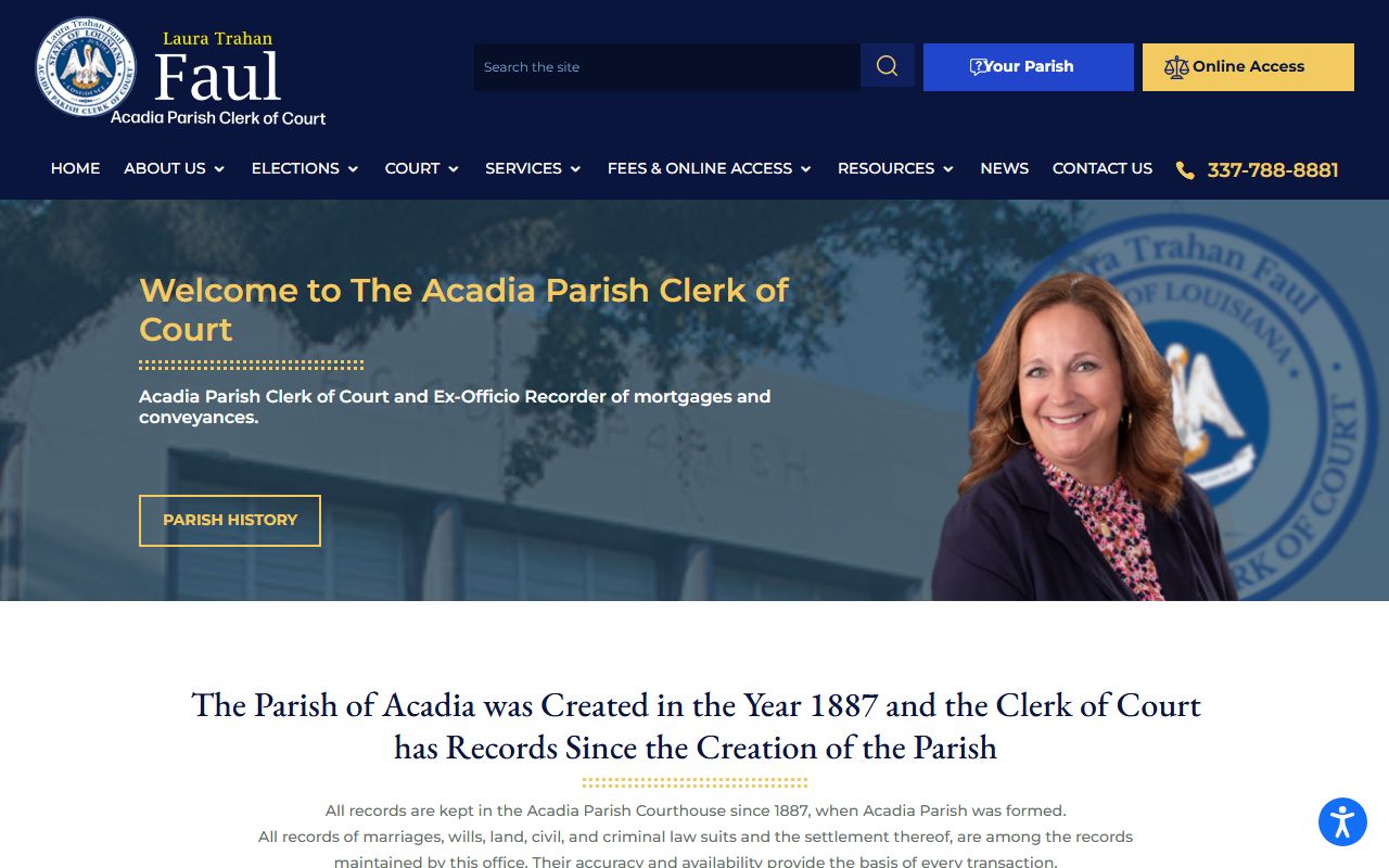Acadia Parish Clerk of Court official homepage for searching Acadia Parish court records