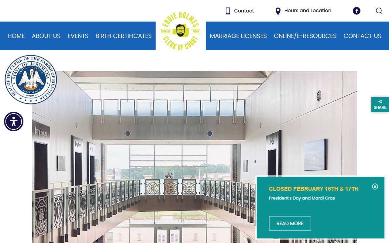 Clerk Connect portal used for searching Bienville Parish court records online