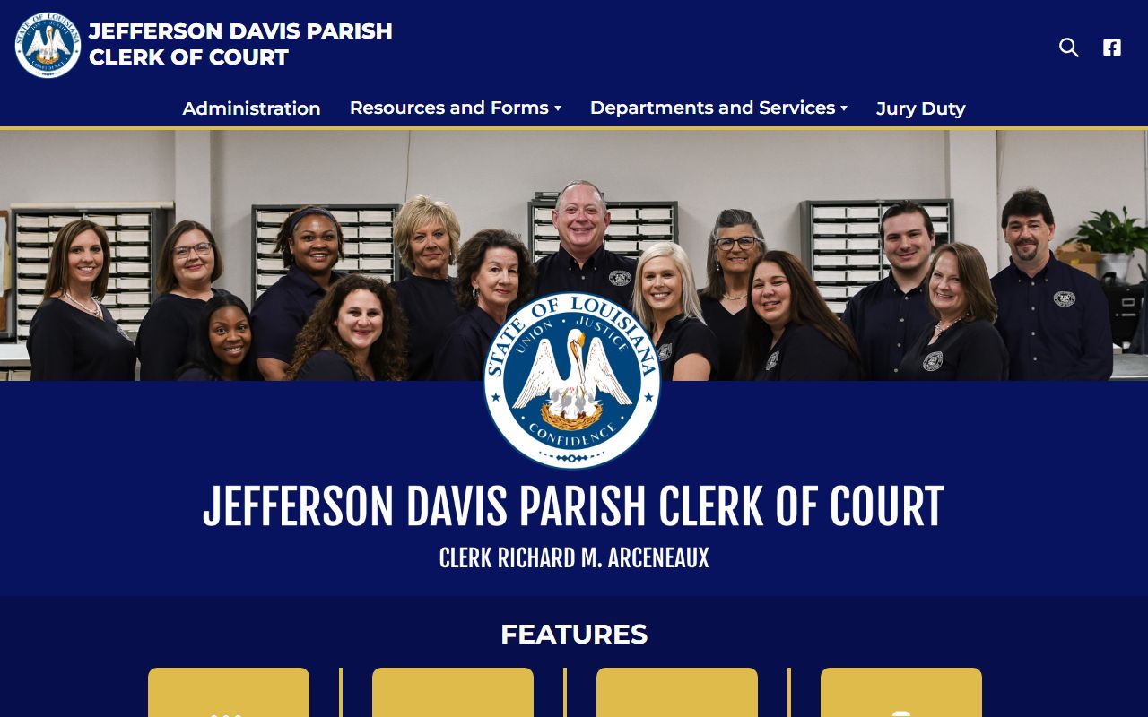 Jefferson Davis Parish court records clerk official homepage in Jennings Louisiana