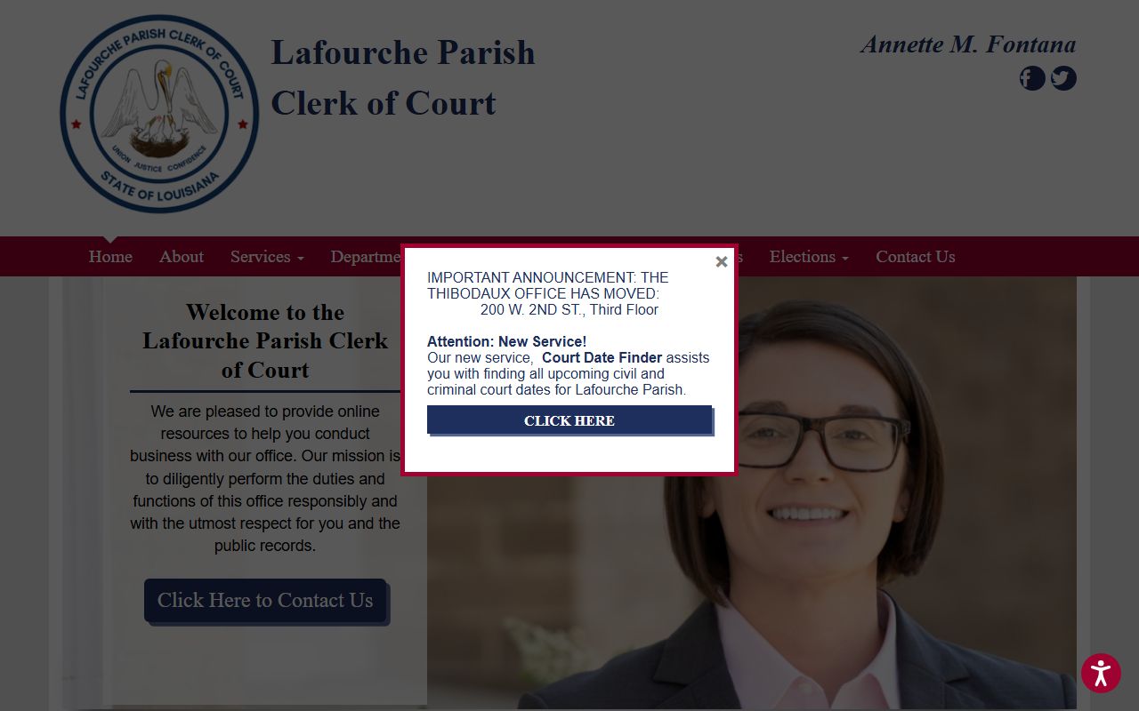 Lafourche Parish court records clerk official homepage in Thibodaux Louisiana