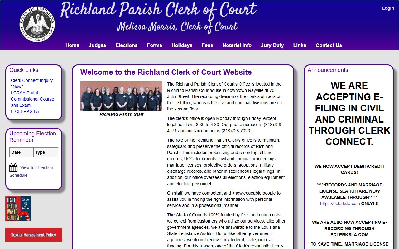 Richland Parish Clerk of Court official website