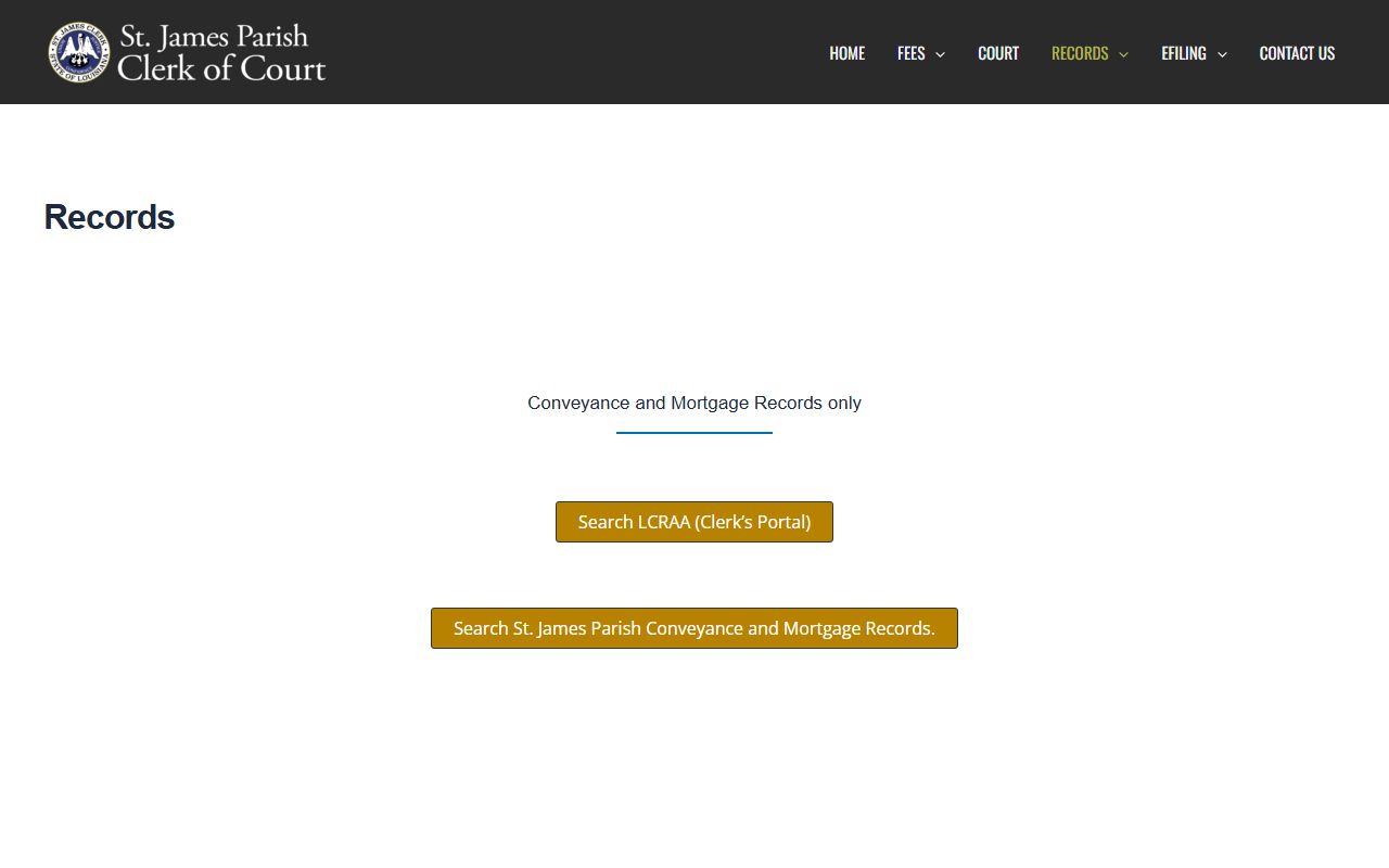 St. James Parish Clerk of Court records search portal