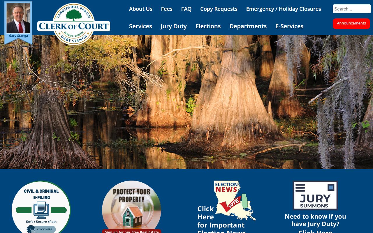 Tangipahoa Parish Clerk of Court official website with court records access options