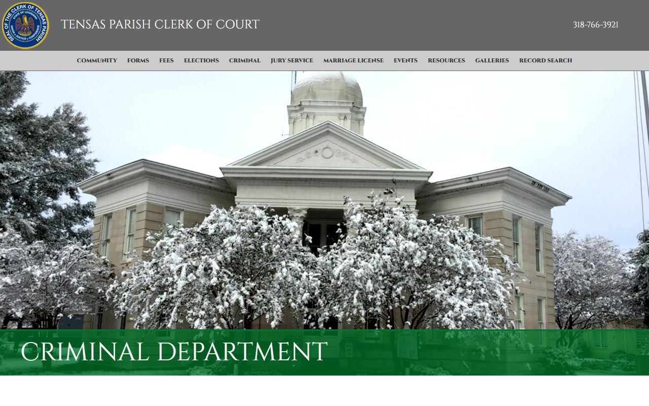 Tensas Parish Clerk of Court criminal expungement information and fee schedule