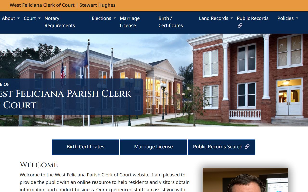 West Feliciana Parish Clerk of Court official website homepage